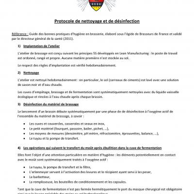 Protocole de nettoyage et de désinfection